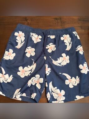 Men’s The Rail blue floral swim trunks shorts Size M